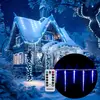 monzana Guirlande lumineuse 40 LED 10,4 m bleu stalactite télécommande fonction timer classe de protection IP44 8 modes guirlande