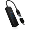 ICY BOX Hub USB 3.0 Type-A et Type-C et LAN Gigabit - 3 ports