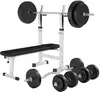 GORILLA SPORTS Banc de musculation simple avec set d'haltères de 97,5KG