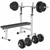 Banc de musculation pliable avec haltères et barres