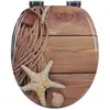 Woltu - Abattant de toilette en mdf avec charnière, Couvercle de wc, fixation rapide, antibactérienne, 43, 6x37, 8cm, Étoile de mer, Sable ii