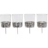 LOBERON Lot de 4 photophores Pinelle, transparent/argenté (16cm)