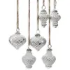 Loberon Lot de 6 décorations de Noël Appilly, blanc/argenté (6 x 6 x 10.5cm)