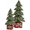 LOBERON Lot de 2 sapins décoratifs Verne, vert (9.5 x 9 x 18.5cm)