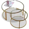 LOBERON Lot de 2 tables basses Caraman, laiton/transparent (35cm)
