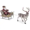LOBERON Traîneau du père Noël Palaima, marron vieilli/rouge vieilli (19.5 x 36.5 x 31.5cm)