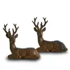 LOBERON Ensemble de 2 cerfs décoratifs Janville, marron vieilli (6 x 14 x 14cm)