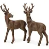 LOBERON Ensemble de 2 cerfs décoratifs Cagny, marron vieilli (6 x 17.5 x 21.5cm)