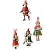 LOBERON Lot de 4 décorations suspendues Nostalgic, rouge/vert (4.5 x 5 x 10.5cm)