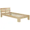 Homestyle4u Lit Simple en Bois 90x200 avec sommier à Lattes Naturel