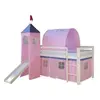 Homestyle4U Lit avec tour tunnel et rideaux rose
