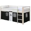 Homestyle4U Lit mi-hauteur avec rideaux - noir