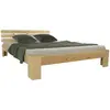 Homestyle4U Lit double 140x200 marron matelas et sommier à lattes