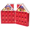 BRUBAKER - Calendrier de l'Avent Lumineux - 24 Tiroirs à remplir - Maison avec Crèche de Noël - Décoration de Noël en Bois - Éclairage LED - 21 x 9 x 30 cm - Rouge