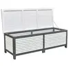 Boîte à coussins 140CM Boîte à coussins en bois Coffre de jardin Coffre de jardin gris / blanc