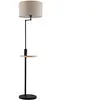 Lindby lampadaire Zinia, noir, tablette, prise USB