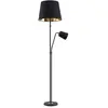 Lindby lampadaire Efalia, noir/or, textile, lampe de lecture