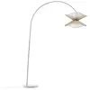 Lindby lampadaire arqué Valdorin, beige, papier, 195 cm, IP20