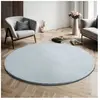 Tapis lavable et antidérapant, uni, bleu, 120 cm, rond