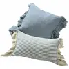 LOBERON Lot de 2 housses de coussins Alexane, bleu/blanc (1 x 50 x 50cm)