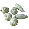 Loberon Lot de 6 décorations de Noël Quirat, vert/couleur argent (4.5 x 13cm)