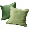 Loberon Lot de 2 Housses de Coussins Mormant, Lin - Vert