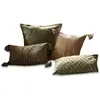 LOBERON Lot de 4 housses de coussins Donagh, vert/marron (50 x 50cm)