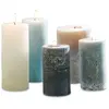 LOBERON Lot de 5 bougies Panagra, bleu/gris (18cm)