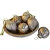 LOBERON Lot de 6 décorations de Noël Miras, argenté vieilli (5.5 x 5.5 x 8cm)