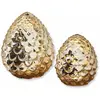 LOBERON Lot de 2 pommes de pin à LED Ibaque, argenté vieilli (20cm)