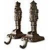 LOBERON Lot de 2 patères Decize, marron vieilli (10.5 x 7.5 x 19cm)