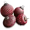 Loberon Lot de 4 Boules de Noël Meyen - Fer - Décoration de Noël - Rouge