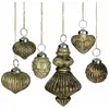 LOBERON Lot de 6 décorations de Noël Ménoire, or vieilli (13.5cm)