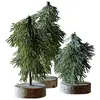 Loberon Lot de 3 Arbres Lonzac - PlastiqueBois de Bouleau - - Vert