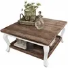 LOBERON Table basse Riverside, marron/blanc vieilli (80 x 80 x 42cm)