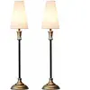 LOBERON Lot de 2 lampes à poser Obsonville, argenté/noir/crème (81cm)