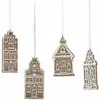 LOBERON Lot de 4 décorations à suspendre Gabin, marron/blanc (1 x 5 x 12cm)