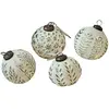 Loberon Lot de 4 Boules de Noël Consac - Blanc/argenté