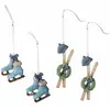 LOBERON Lot de 4 décorations à suspendre Papeta, bleu (7 x 4 x 9cm)