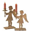 LOBERON Lot de 2 bougeoirs Zarnay, crème vieilli (6 x 19 x 25.5cm)
