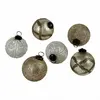 Loberon Lot de 6 boules de Noël Hélisande, gris/or (9cm)