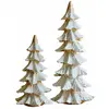 LOBERON Lot de 2 arbres décoratifs Norbury, blanc/doré (13 x 13.5 x 31cm)