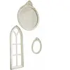 LOBERON Miroir avec fenêtres décoratives, 3 pièces Morilev, blanc viei...