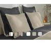 2 taies d'oreiller 100% Coton 65x65 - Réversible Vert & Beige