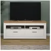 TRENDTEAM 4251585544304 Meuble TV Shade 2 tiroirs, 2 compartiments ouverts, décor pin blanc, décor chêne.