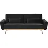 BELIANI Canapé convertible 3 places en velours noir EINA