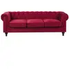 BELIANI Canapé 3 places en velours rouge foncé CHESTERFIELD