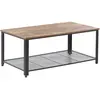 BELIANI Table basse bois foncé et noire plateau effet bois foncé vieilli