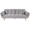 BELIANI Canapé 3 places convertible en velours gris clair ASBY