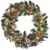 Couronne de Noël led Décorée   60 cm en Synthétique Vert Idéal Pour Votre Intérieur Décoratif de Noël Paimio Beliani